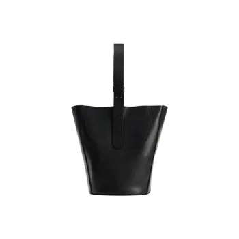 ZARA Cow Leather Bucket Bags Handbags Women's Black