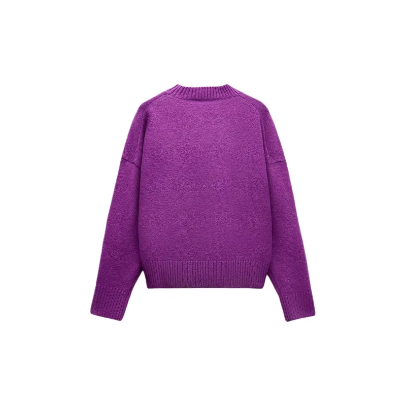 ZARA Sweater Women's Red Purple-1