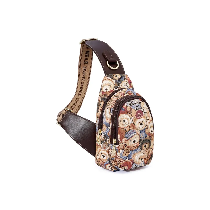 DANNYBEARJEANS Fabric One Shoulder Crossbody Bag, Sling Bag Regular Unisex Blue Elf Coffee-2