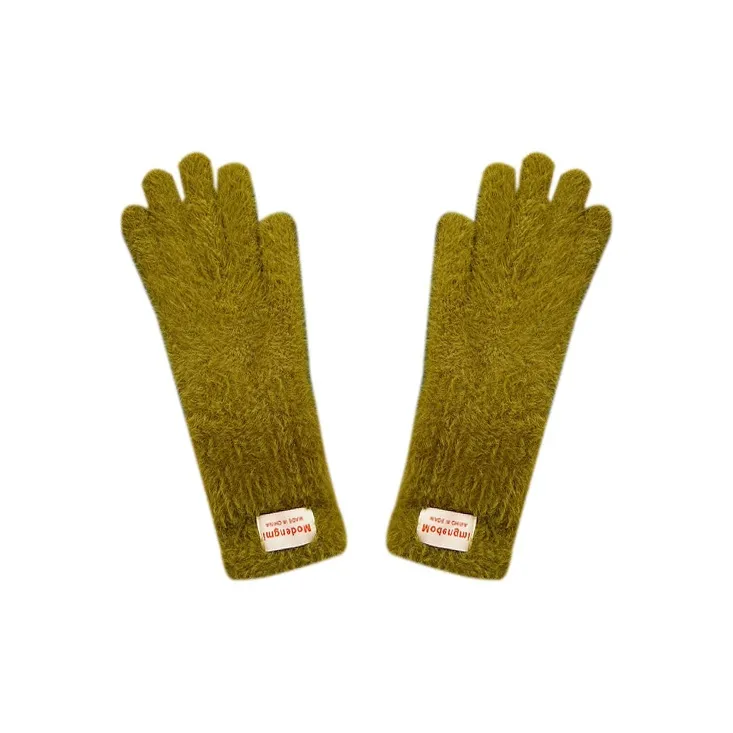 MUSTKOO Knitted Fabric Knit Gloves Women's Milk White-3
