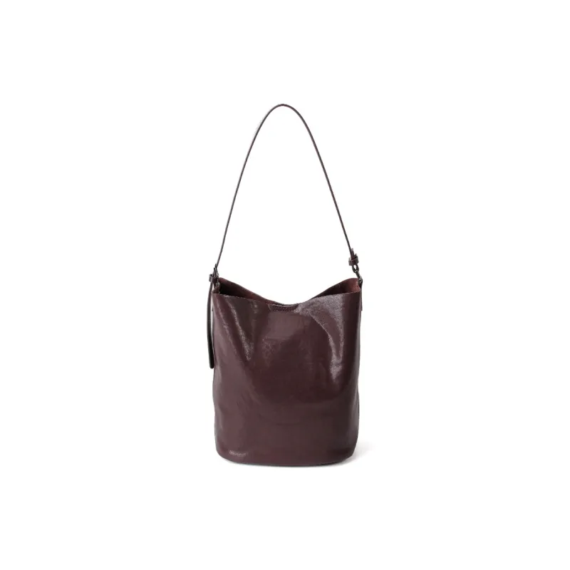YOCAMU Vegetable Tanned Top Grain Cow Leather Bucket Bags Shoulder Bags Regular Unisex Multicolor-5