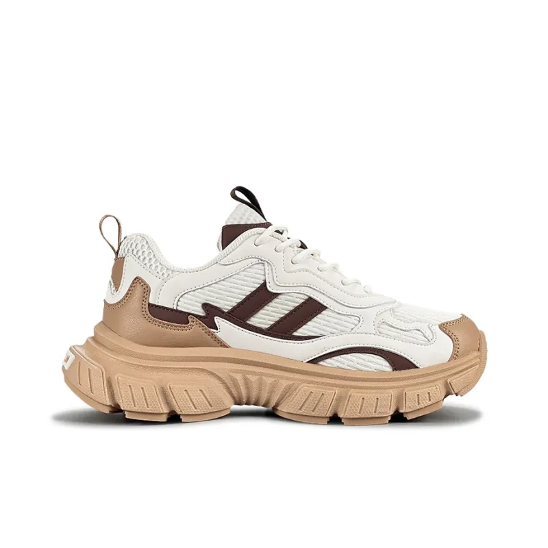 LuzaoT SUPER DRAG Cushioning Anti Slip And Wear Resistant Coverage Low Top Chunky Sneakers Women's Beige Khaki-1