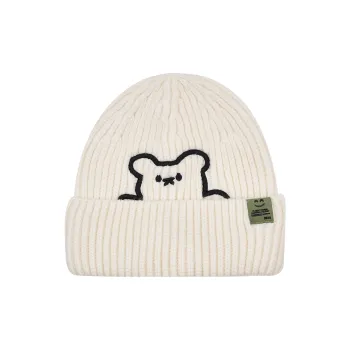 CHRONIC Acrylic Large Head Circumference Small Face Bear Beanie Unisex