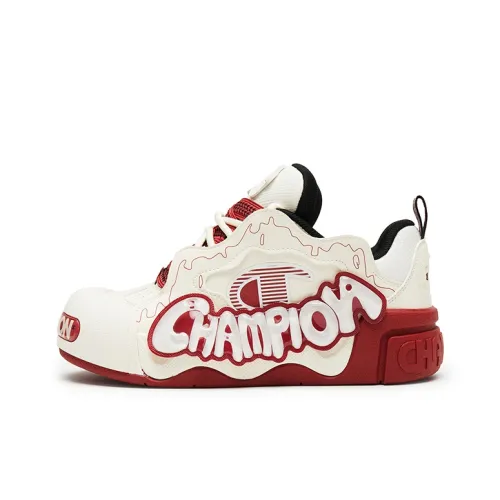 Champion Puffy Jelly Low Top Skateboard Shoes Unisex Milk White/Ash Red