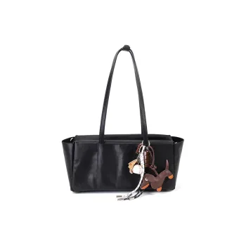 YOCAMU Vegetable Tanned Cow Leather Shoulder Bag Large Size Unisex Black Coffee