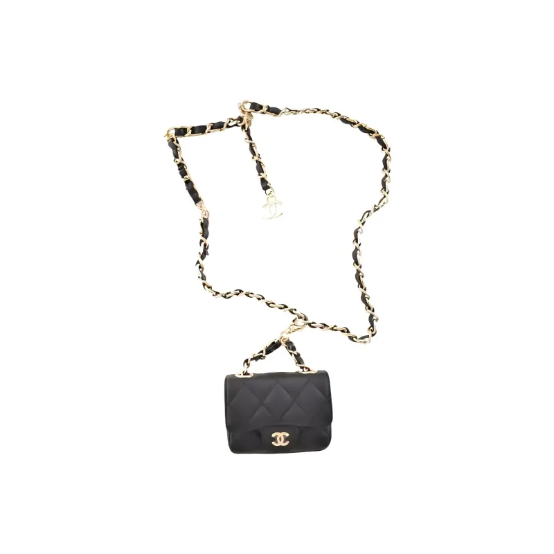 CHANEL Grain Calfskin Fanny Pack Mini Women's Black-1