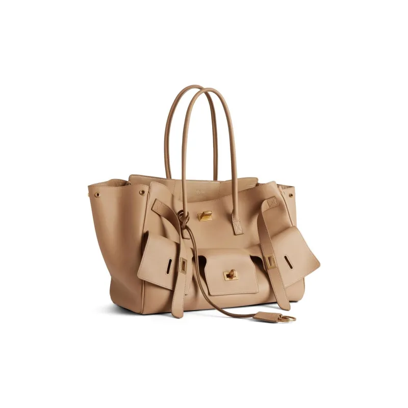 Balenciaga Smooth Cow Leather Tote Bag, Shopping Bag, Shoulder Bag, Handbag Medium Size Women's Latte-1
