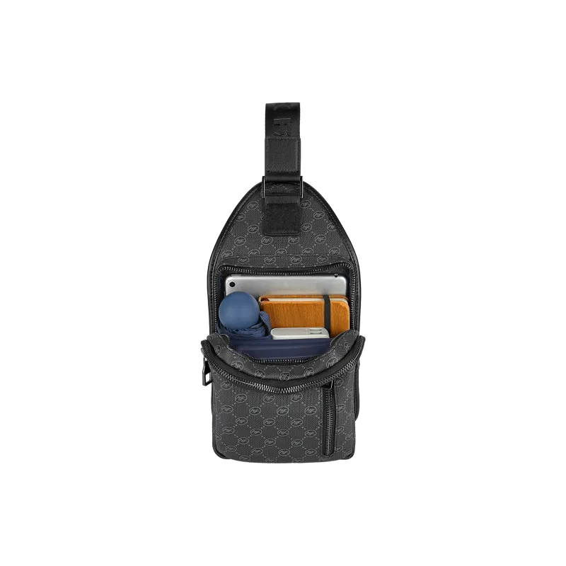 FAIRWHALE Artificial Leather Sling Bag Regular Men's Black-5