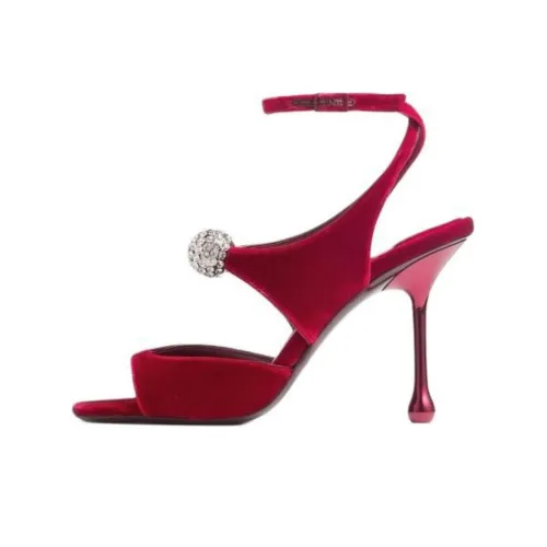 black Choo Orb 95 Strap Sandals 9.5cm Women's Gemstone Red