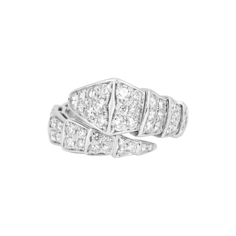 BVLGARI 18K White Gold Serpenti Viper Diamond Ring-1