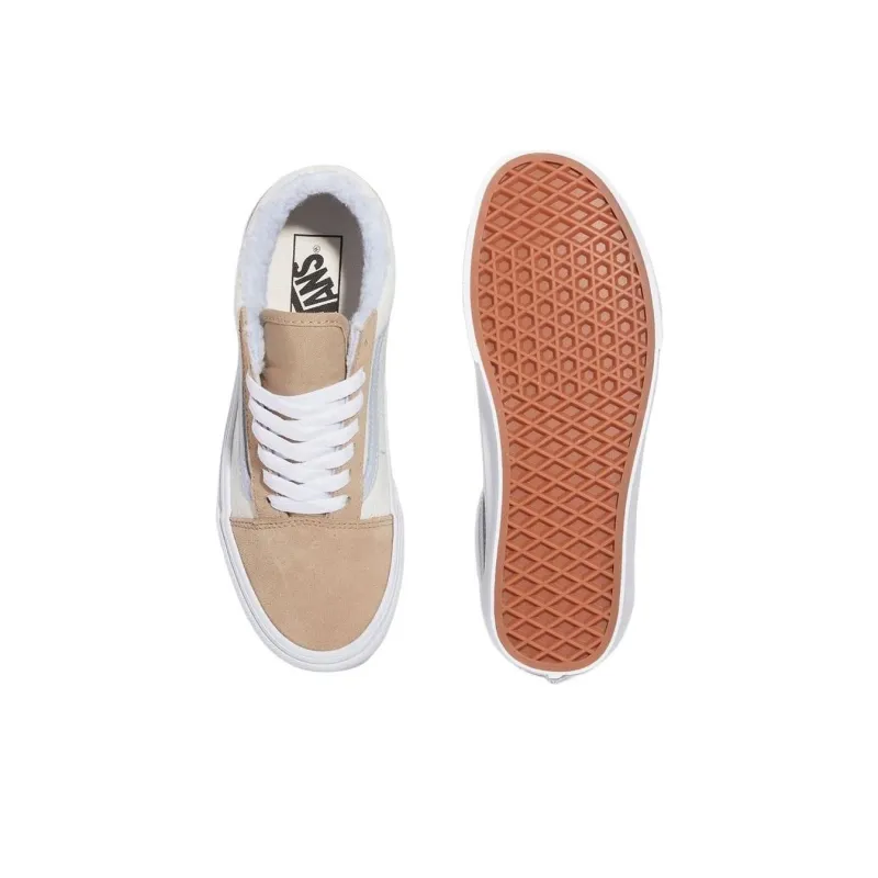 Vans Old Skool Anti-Slip Wear-Resistant Low-Top Skateboard Shoes Women's Beige White Brown-2
