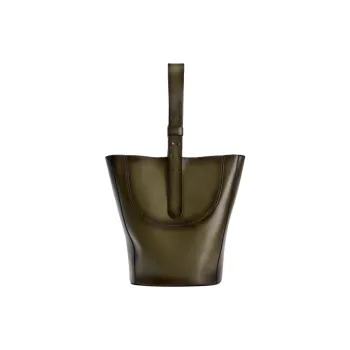 ZARA Cow Leather Bucket Bags Handbags Women's Green