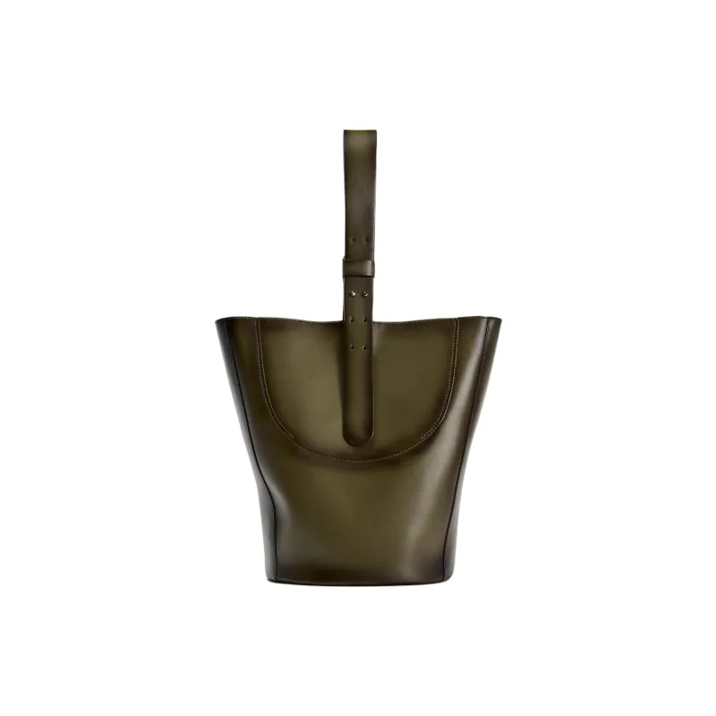 ZARA Cow Leather Bucket Bags Handbags Women's Green-0