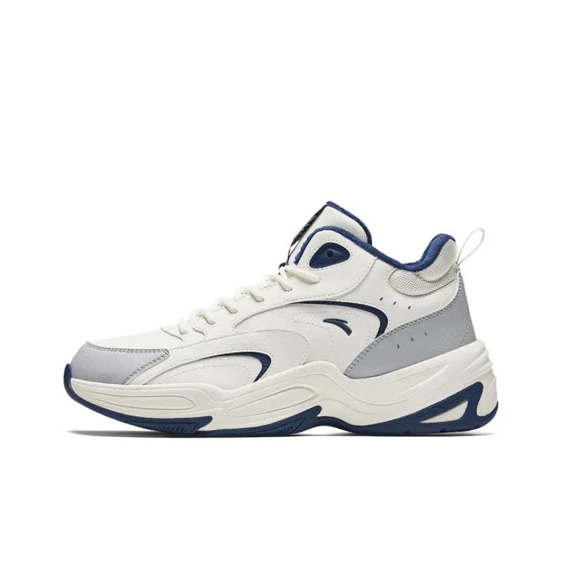 Anta Through Warm Slip-Resistant Low-Top Casual Shoes Men's White Gray Blue-0