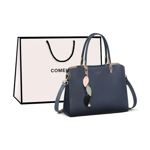 COMELY Cow Leather Patchwork Synthetic Leather Shoulder Bag Crossbody Bag Handbags Regular Women's Blue