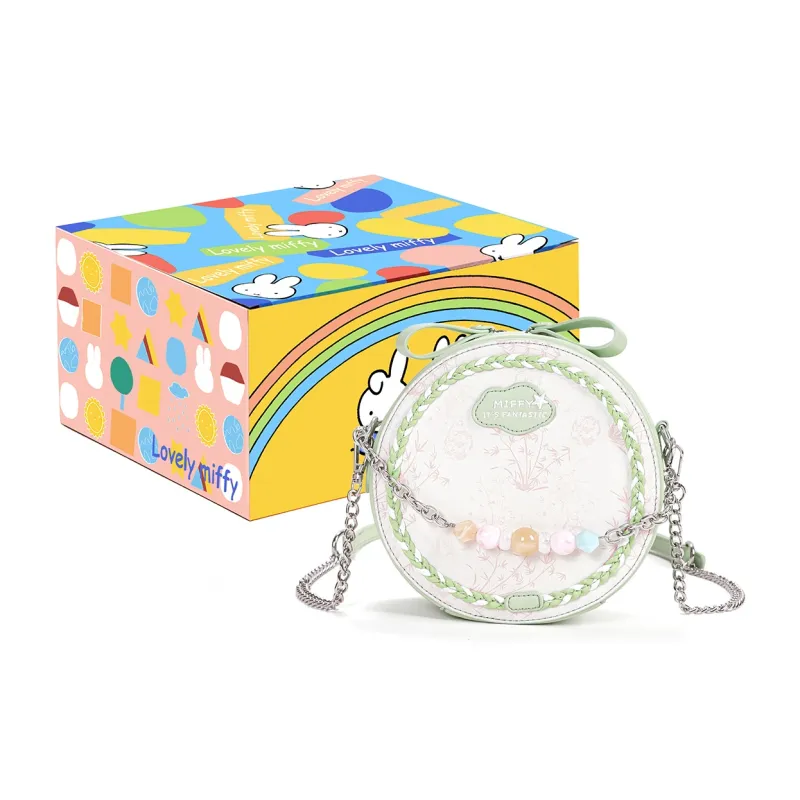 Miffy Synthetic Leather Round Bag, Shoulder Bag Small Size Women's Pink/Green-0