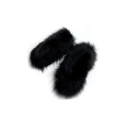MaxMara Cotton Fox Fur Polyester Cupro Accessories Women's Black