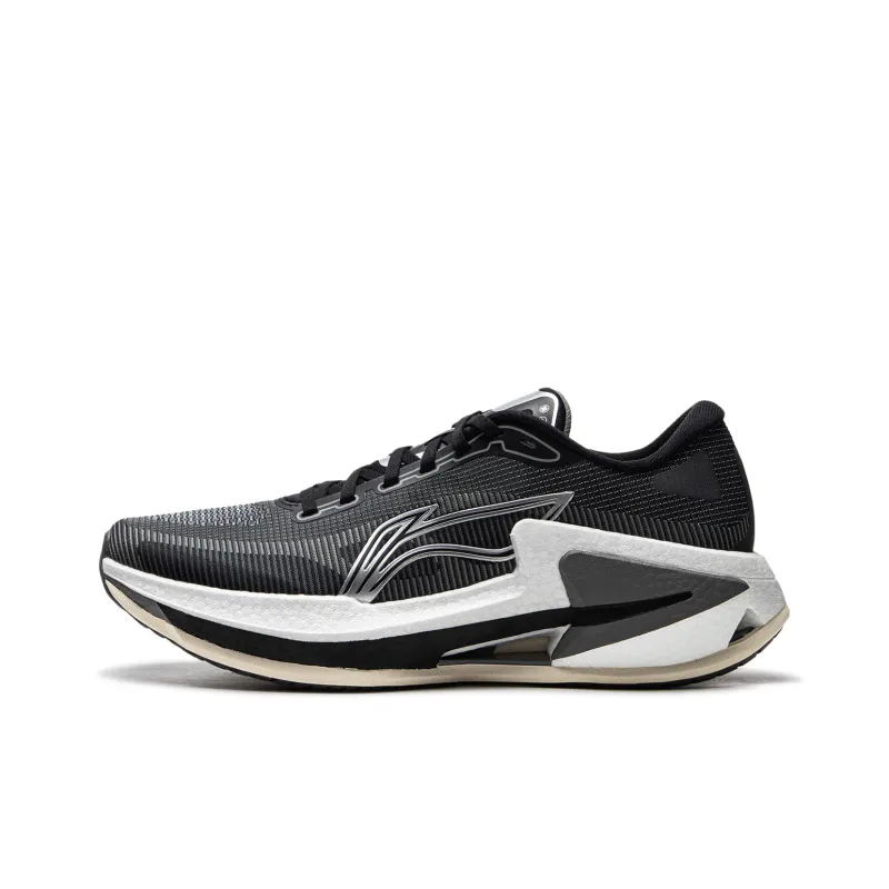 LiNing Cushioning Anti Slip Wear Resistant Breathability Low Top Running Shoes Men's Black White-0