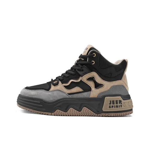 JEEP SPIRIT Skateboard Shoes Men High Top Natural Deer