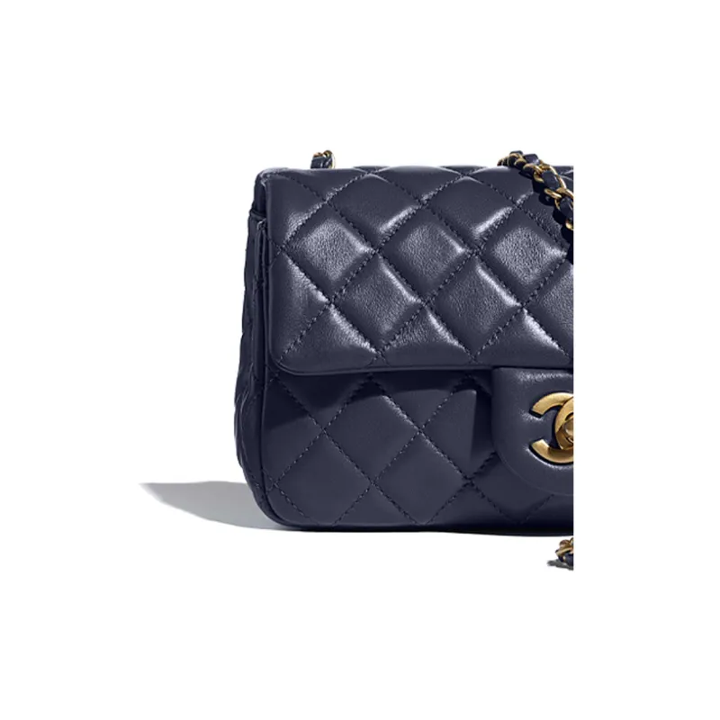 CHANEL Classic Flap CF Small Gold Ball Lambskin Shoulder Bag, Crossbody Bag Women's Marine Blue-1