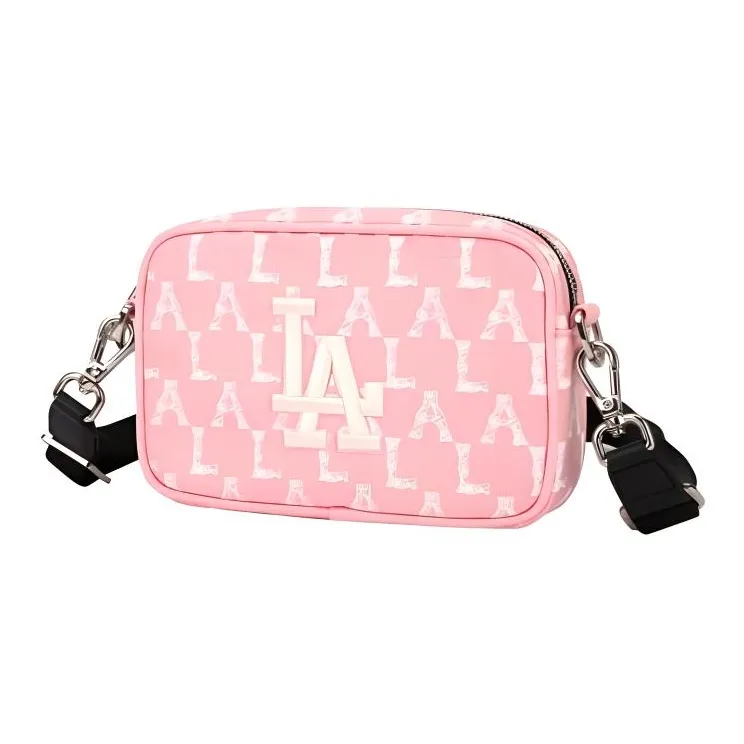 MLB Monogram Collection Nylon Fabric Shoulder Bag, Crossbody Bag Regular Unisex Cherry Blossom Pink-1