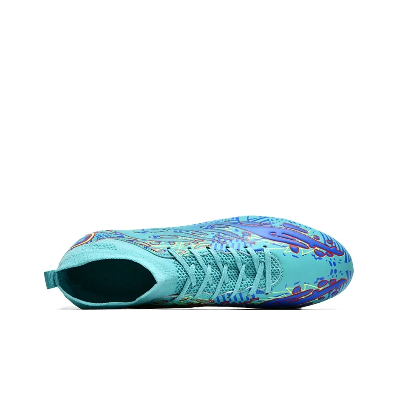 Black tailed deer Soccer Shoes Unisex High Top Aqua/White Blue/White Red-3