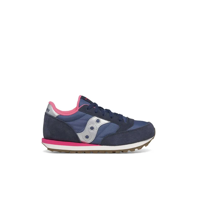Saucony Jazz Original Anti-Slip Wear-Resistant Low-Top Kids Lifestyle Shoes Marine Blue Silver Pink Kids'-1