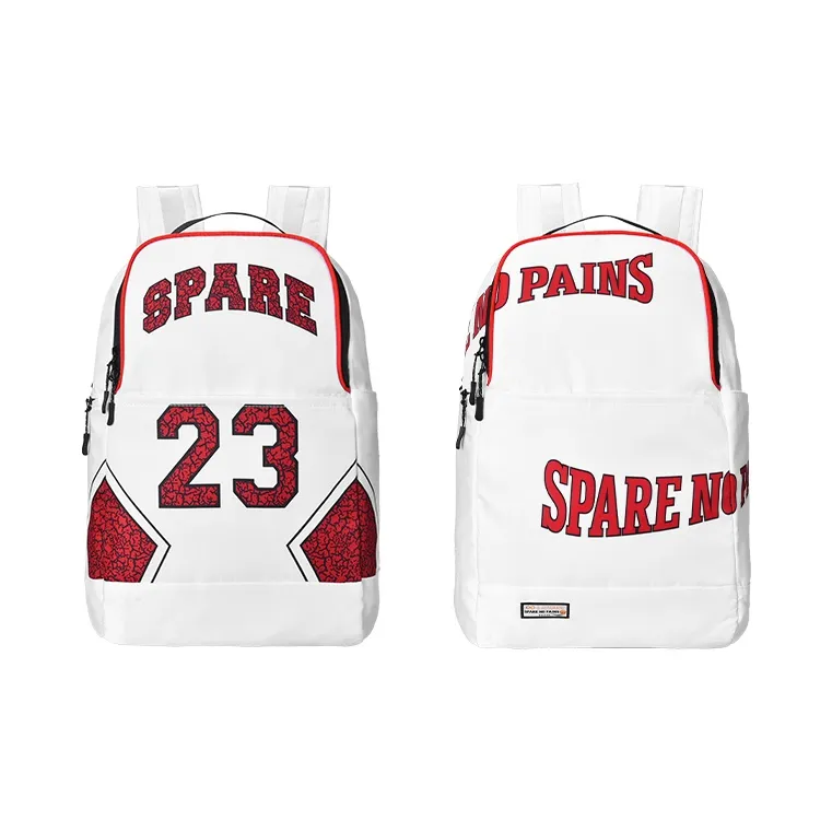 Spare No Pains. Polyester Backpack Basketball Backpack Regular Unisex White-5