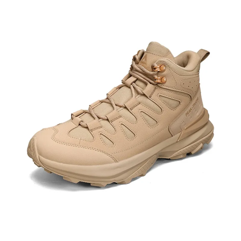 PEAK Cushioning Anti-Slip And Wear-Resistant High-Top Hiking Shoes Men's Sand Yellow-3