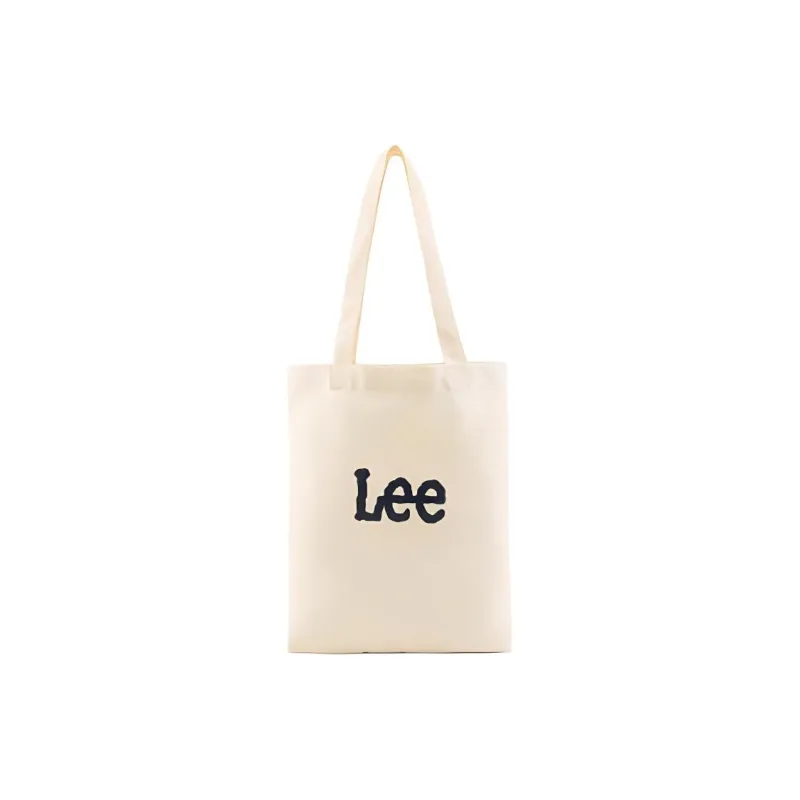 Lee Cotton Tote Bag Shopping Bag Handbag Shoulder Bag Regular Unisex Ivory/Black-0