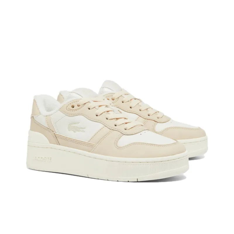 LACOSTE T Clip Slip Resistant Low Top Skateboard Shoes Women's White Beige-1