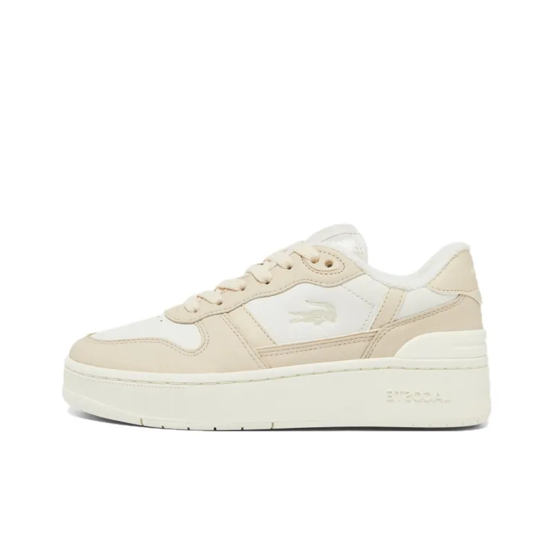 LACOSTE T Clip Slip Resistant Low Top Skateboard Shoes Women's White Beige-0