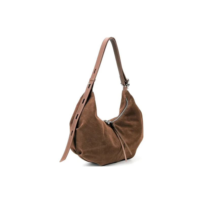 YOCAMU Cow Leather Shoulder Bag Regular Women's Caramel Brown/Coffee-3