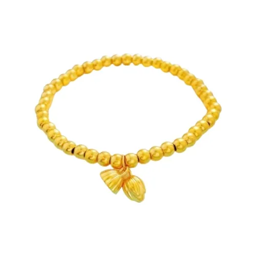Good Has A Cause 5D Hard Gold Fortune Bead Good Luck Solid Gold 999 Priced In Gram Joy Beaded Bracelet Women's