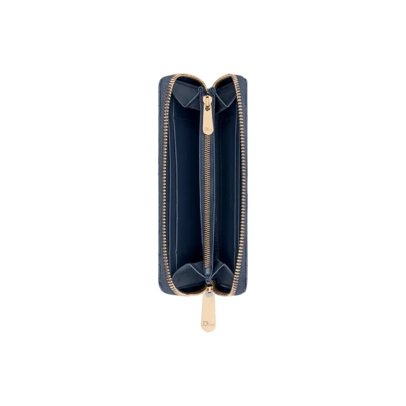 DIOR Lady Dior Lambskin Wallet Medium Size Women's Deep Sea Blue-2