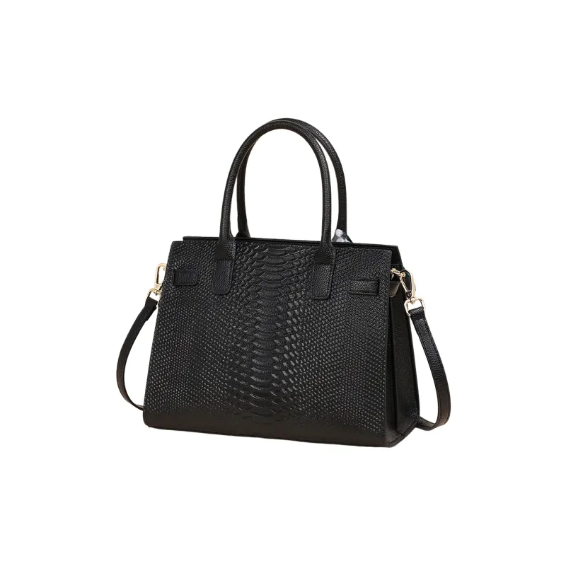COMELY Cow Leather Patchwork Synthetic Leather Shoulder Bag Crossbody Bag Handbags Regular Women's Black-3
