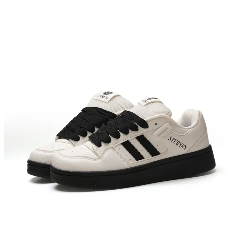 STUR YSN Wear resistant And Lightweight Low Top Skateboard Shoes Unisex White Black-1