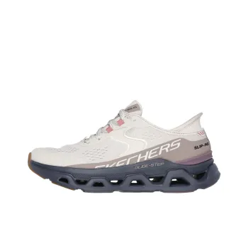 Skechers Glide Step Anti Slip Wear Resistant Low Top Casual Running Shoes Women's White Gray