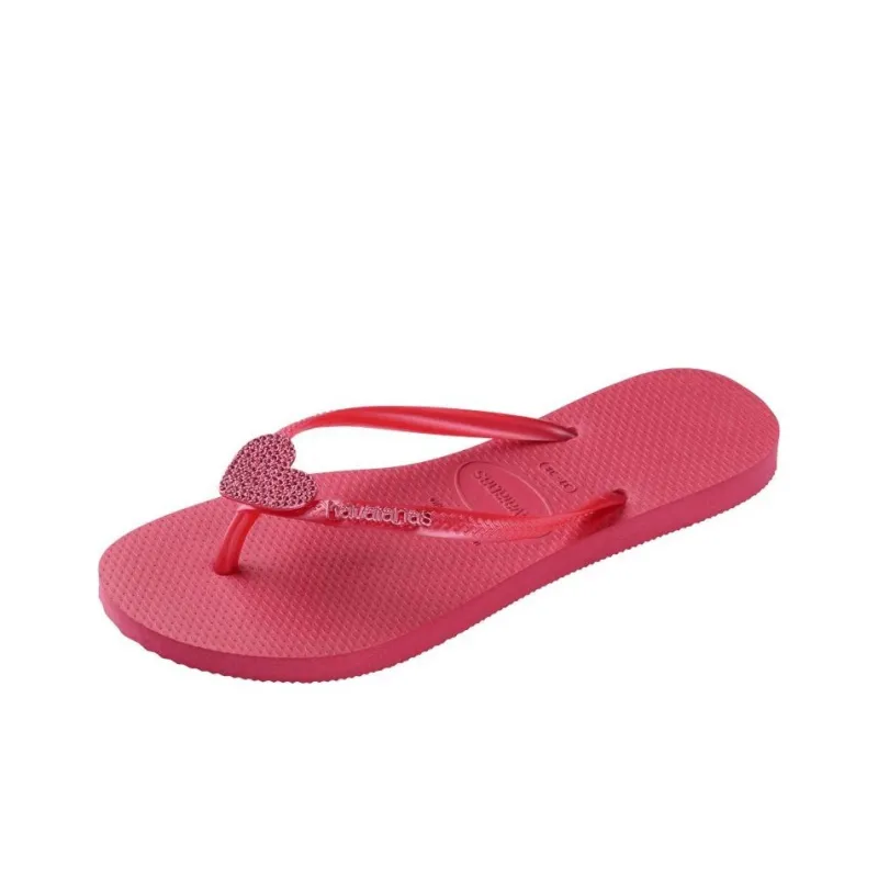 Havaianas Slim Crystal Charm Rubber Sole Slip-Resistant Flip Flops Women's Pink-2