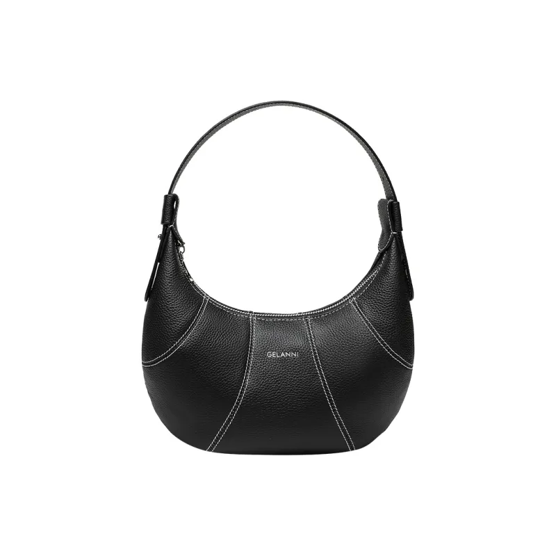 GELANNI Cow Leather Shoulder Bag Women's Black/Gray-3