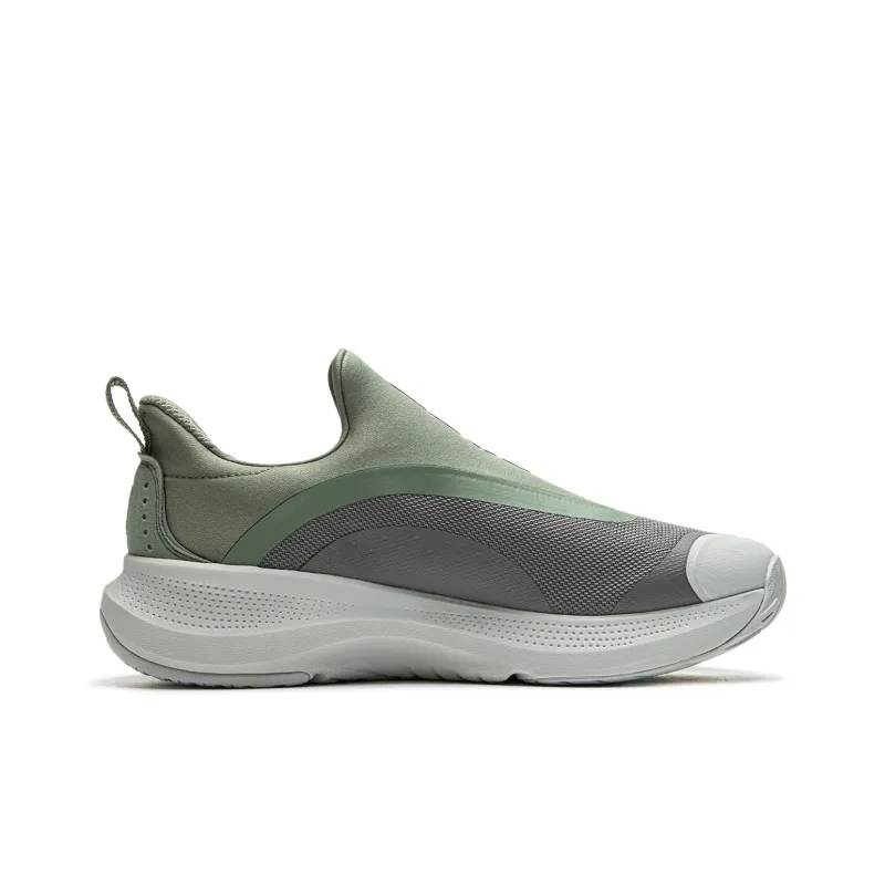 LiNing SOFT GO Anti Slip Wear Resistant Low Top Casual Shoes Men's Gray Green-1