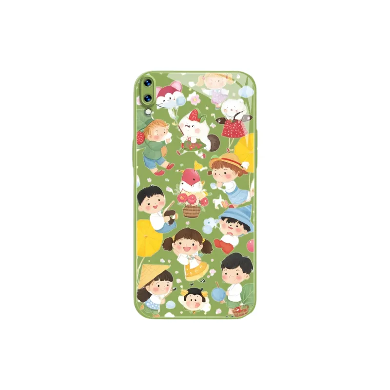 PHILIPS Glass Material Phone Cases Compatible With Vivo Y Collection Trendy Anime Cartoon Pattern Refreshing Cute Style-4