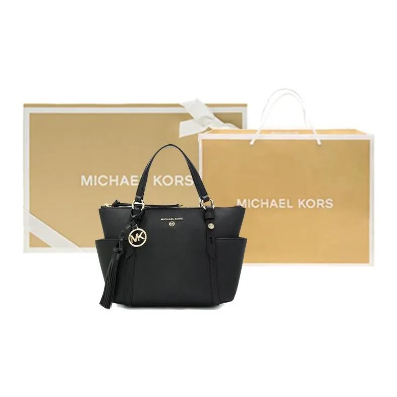 MICHAEL KORS MK Sullivan Leather Shoulder Bags Handbags Small Size Women's Black-10