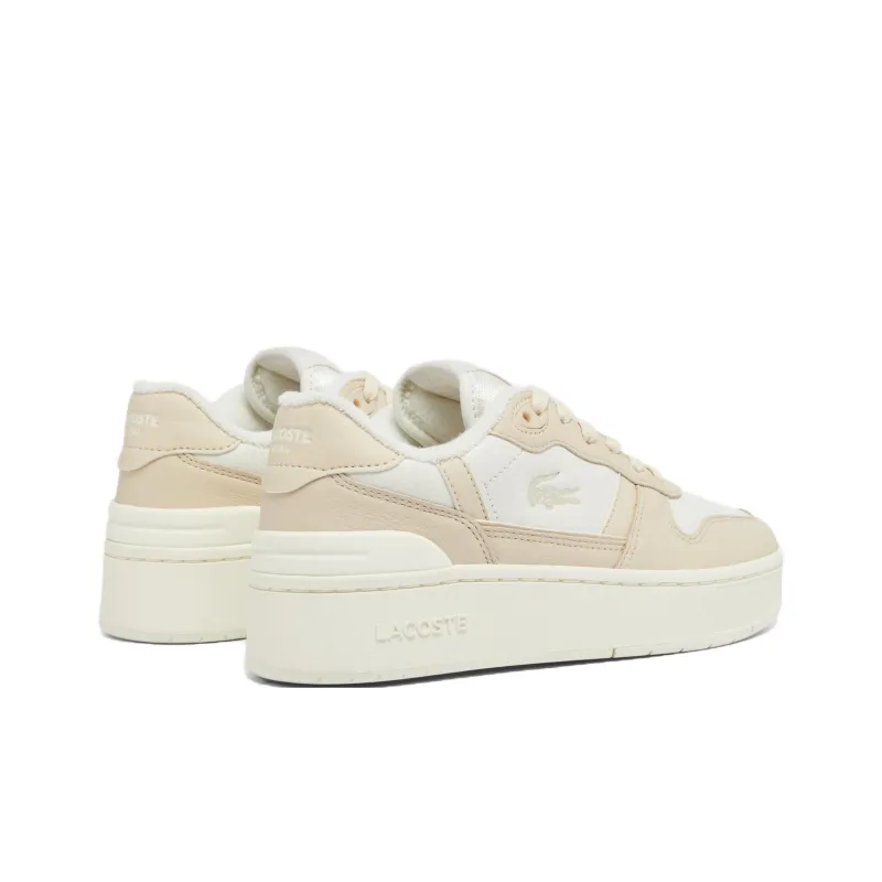 LACOSTE T Clip Slip Resistant Low Top Skateboard Shoes Women's White Beige-2