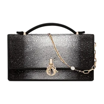 DIOR Crystal Shoulder Bag Crossbody Bag Mini Women's Gradient Silver With Black