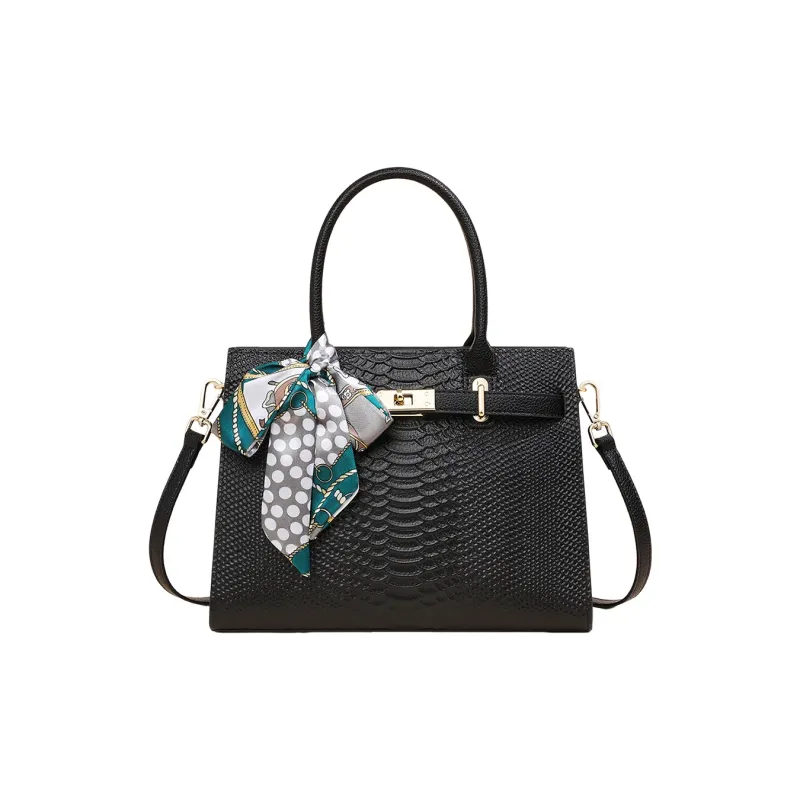 COMELY Cow Leather Patchwork Synthetic Leather Shoulder Bag Crossbody Bag Handbags Regular Women's Black-1