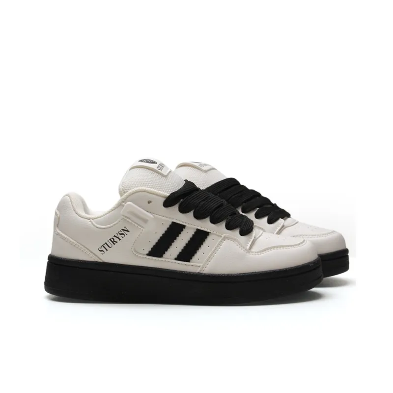 STUR YSN Wear resistant And Lightweight Low Top Skateboard Shoes Unisex White Black-3