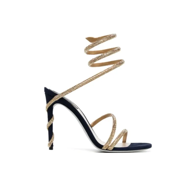 RENE CAOVILLA One Strap Sandals Women's Blue Gold Color-1