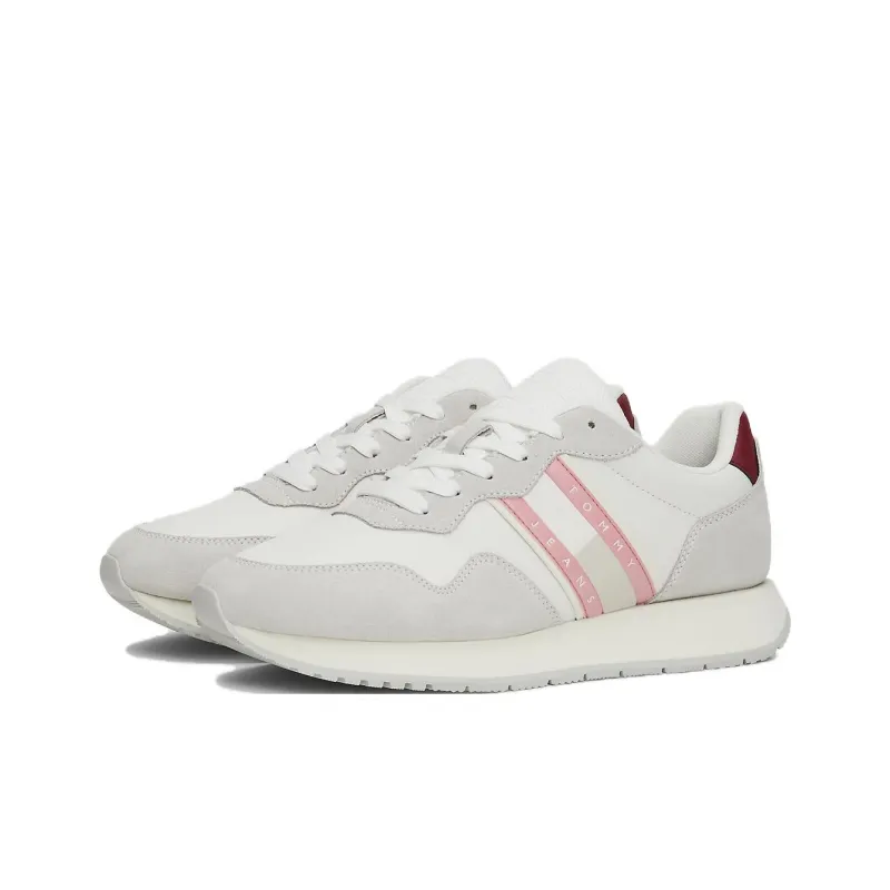 Tommy Hilfiger Trainers Low Top Casual Shoes Women's White Gray Pink-2