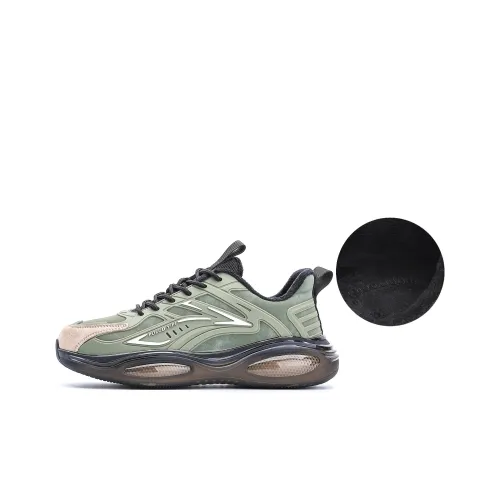 POLUDIYIPI Coverage Rebound Balance Impact Resistant Support Anti Rollover Low Top Running Shoes Men's Army Green